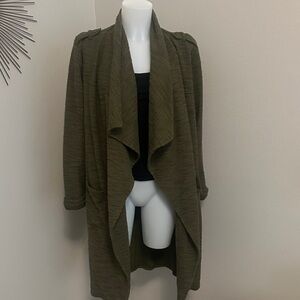 BB Dakota Olive Drape Front Cardigan